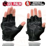 Milwaukee Leather MG7555 Men’s Black Leather Gel Padded Fingerless Motorcycle Gloves w/ Knuckle Protection - Image 2