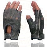 Milwaukee Leather MG7557 Men’s Grey Leather Gel Padded Palm Fingerless Motorcycle Hand Gloves W/ Breathable ‘Open Knuckle’ - Image 5