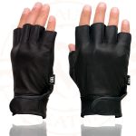 Milwaukee Leather MG7585 Men’s Black Leather Gel Padded Palm Fingerless Motorcycle Hand Gloves w/ Full Panel Cover - Image 6