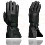 Milwaukee Leather MG7725 Women’s Black Leather Gauntlet Motorcycle Gloves w/ Wrist Strap Closure - Image 4