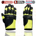 Milwaukee Leather MG7740 Women’s Padded Black Leather and Neon Green Mesh Racing Motorcycle Rider Gloves - Image 4