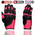 Milwaukee Leather MG7740 Women’s Black Leather and Hot Pink Mesh Racing Motorcycle Gloves W/ Padded Knuckle and Fingers - Image 4