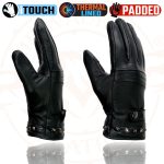 Milwaukee Leather MG7755 Women’s Black Leather ‘I – Touchscreen Compatible’ Thermal Lined Motorcycle Gloves W/ Gel Palm - Image 4