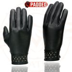 Milwaukee Leather MG7760 Women’s Black Leather Gel Palm Lightweight Motorcycle Hand Gloves W/ Stylish ‘Wrist Detailing’ - Image 4