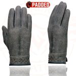 Milwaukee Leather MG7760 Women’s Distressed Grey Leather Gel Palm Motorcycle Hand Gloves W/ Stylish ‘Wrist Detailing’ - Image 4