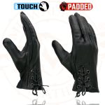 Milwaukee Leather MG7770 Women’s Black Leather ‘I – Touchscreen Compatible’ Laced Wrist Motorcycle Hand Gloves W/ Gel Palm - Image 5