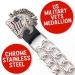 Milwaukee Leather US Military Vet Medallion Vest Extender – Double Chrome Chains Genuine Leather 6.5″ Extension 4-PCS MLA6023SET - Image 4