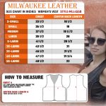 Milwaukee Leather MLL4550 Women’s Black Premium Leather Classic Braided Deep V-Neck Motorcycle Rider Vest W/Front Zip - Image 3