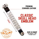 Milwaukee Leather Skull Head Medallion Vest Extender – Double Chrome Chains Genuine Leather 6.5″ Extension 4-PCS MLA6019SET - Image 3