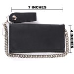 Milwaukee Leather MLW7865 Men’s 7″ Black Soft Premium Cowhide Leather Tri Fold Wallet w/ Anti-Theft Stainless Steel Chain - Image 3