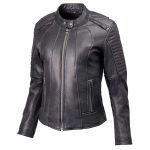 Milwaukee Motorcycle Clothing Co. Women’s Foxy Scooter Style Black Premium Leather Jacket w/ Mandarin Collar MMC20000 - Image 14