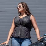 Milwaukee Motorcycle Clothing Co. Women’s Liberty Black and Purple Leather V-Neck Biker Vest w/ Side Lacing MMC40006 - Image 8