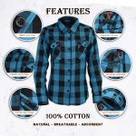 Milwaukee Leather MNG21617 Women’s Black and Aqua Long Sleeve Cotton Flannel Shirt - Image 2