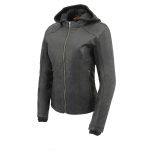 Milwaukee Leather MPL2745 Women’s Black Zipper Front Jacket with Full Sleeve Removable Hoodie - Image 4