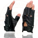 Milwaukee Leather SH195 Men’s Black Leather Perforated Gel Padded Palm Fingerless Motorcycle Hand Gloves W/ ‘Open Knuckle’ - Image 7
