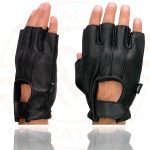 Milwaukee Leather SH206 Men’s Black Leather Gel Padded Palm Fingerless Motorcycle Hand Gloves W/ ‘Welted’ Design - Image 5