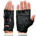 Milwaukee Leather SH216 Men’s Black Leather Gel Padded Palm Fingerless Motorcycle Hand Gloves W/ Breathable ‘Open Knuckle’ - Image 5