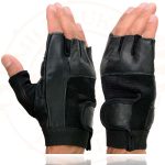 Milwaukee Leather SH217 Men’s Black Leather Gel Padded Palm Fingerless Motorcycle Hand Gloves W/ Breathable ‘Mesh Material’ - Image 6