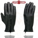 Milwaukee Leather SH226D Men’s Black Unlined Leather Lightweight Motorcycle Hand Gloves W/ Wrist Zipper Closure - Image 4