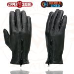 Milwaukee Leather SH226TH Men’s Black Thermal Lined Leather Motorcycle Hand Gloves W/ Wrist Zipper Closure - Image 4
