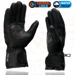 Milwaukee Leather Men’s Black Gauntlet Motorcycle Gloves-Black Soft Leather Waterproof Cinch Wrist Closure-SH293 - Image 6