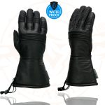 Milwaukee Leather SH294 Men’s Black Leather Waterproof Gauntlet Gloves with Stretch Knuckles - Image 4