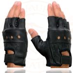 Milwaukee Leather SH355 Men’s Motorcycle Black Leather Fingerless Gloves with Gel Palm - Image 5