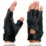 Milwaukee Leather SH357 Men’s Black Leather Gel Padded Palm Fingerless Motorcycle Hand Gloves W/ ‘Welted Perforated Leather’ - Image 4