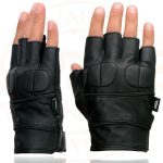 Milwaukee Leather SH462 Men’s Black Leather Gel Palm Fingerless Motorcycle Hand Gloves W/ Soft and Stylish ‘Knuckle Pads’ - Image 4