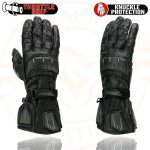 Milwaukee Leather SH717 Men’s Black Leather Gauntlet Racing Motorcycle Hand Gloves W/ Hard Knuckle Protection Extra Grip Reinforced Palm - Image 5