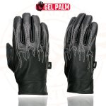 Milwaukee Leather SH820 Men’s Black Leather ‘White Flame’ Cruising Hand Gloves W/ Gel Palm - Image 4