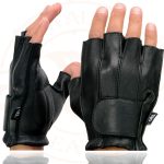 Milwaukee Leather SH850 Men’s Black Premium Deer Skin Leather Gel Padded Palm Fingerless Motorcycle Gloves - Image 4