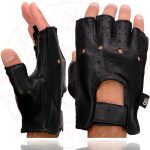 Milwaukee Leather SH851 Men’s USA Deer Skin Leather Black Gel Padded Palm Fingerless Motorcycle Riders Gloves - Image 5