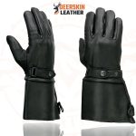 Milwaukee Leather SH857 Men’s Long Cuff Thermal Lined USA Deerskin Black Leather Gauntlet Motorcycle Gloves - Image 4