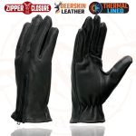 Milwaukee Leather SH866 Men’s Thermal Lined USA Deerskin Leather Black Motorcycle Gloves w/ Zipper Closure - Image 4