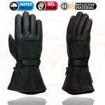 Milwaukee Leather Men’s Black Soft Leather Gauntlet Motorcycle Hand Gloves-Waterproof Gel Palm Reflective Piping SH873 - Image 5