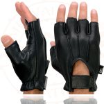 Milwaukee Leather SH878 Men’s Fingerless USA Deerskin Black Leather Motorcycle Rider Gloves w/ Gel Padded Palm - Image 4