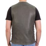 Hot Leathers VSM1041 Men’s Rub-Off Grey ‘Side Lace’ Club Leather Vest - Image 6
