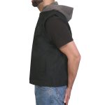 Hot Leathers VSM6201 Men’s Black ‘Conceal and Carry’ Hooded Denim Club Style Vest - Image 4