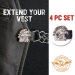 Milwaukee Leather US Military Vet Medallion Vest Extender – Double Chrome Chains Genuine Leather 6.5″ Extension 4-PCS MLA6023SET - Image 3