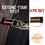 Milwaukee Leather Thin Red Line Medallion Vest Extender – Double Chrome Chains Genuine Leather 6.5″ Extension 4-PCS MLA6028SET - Image 3