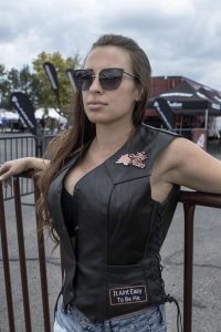 Event Leather ELL4900 Women’s ‘Love to Ride’ Black Leather Motorcycle Patched Embroidered Vests with Side Laces - Image 5