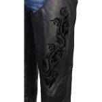Milwaukee Leather Women’s Leather Motorcycle Chaps w/ Embroidery Detail, Adjustable Fit Riding Gear – LKL16701 - Image 4