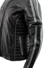 Milwaukee Leather LKL27000 Women’s  Black with Silver Multi Vented Leather Motorcycle Jacket - Image 5