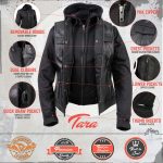 Milwaukee Leather Women’s Tara Black Leather Motorcycle Rider 2-in-1 Convertible Hoodie Jacket Vest – LKL4712 - Image 5