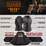 Milwaukee Leather Women’s Dita Black Motorcycle Leather Vest w/ Riveted Lapel Collar – LKL4720 - Image 4