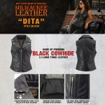 Milwaukee Leather Women’s Dita Black Motorcycle Leather Vest w/ Riveted Lapel Collar – LKL4720 - Image 5