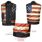 Milwaukee Leather LKM3782 Men’s Classic Black Premium Leather Motorcycle Vest with USA Flag Liner - Image 4