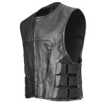 Milwaukee Leather LKM3786 Men’s Swat Style Black Leather Motorcycle Riders Vest w/ Adjustable Side Velcro - Image 4