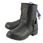 Milwaukee Leather MBL9317 Women’s Black Leather Harness Zip-Up Motorcycle Rider Boots w/ Purple Back Laces - Image 6